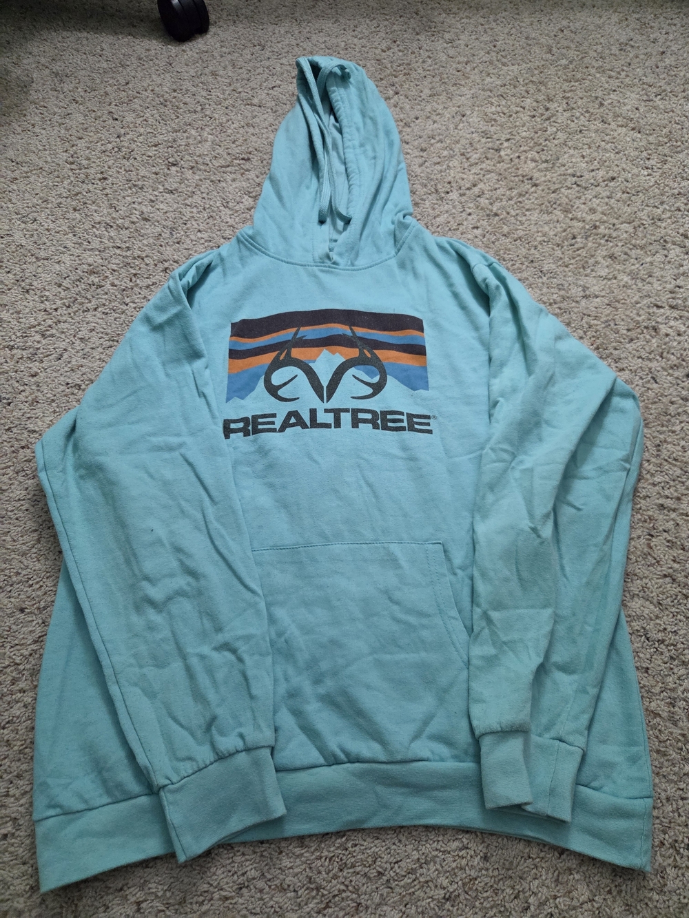 Realtree Teal Hooded Pullover with Striped Logo